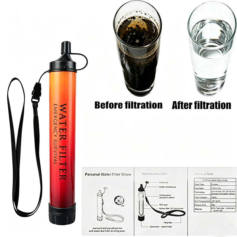 야외 비상용 생존 물 정수기 필터 스트로우 휴대용 물  - Water Purification Straw 리뷰 및 가격